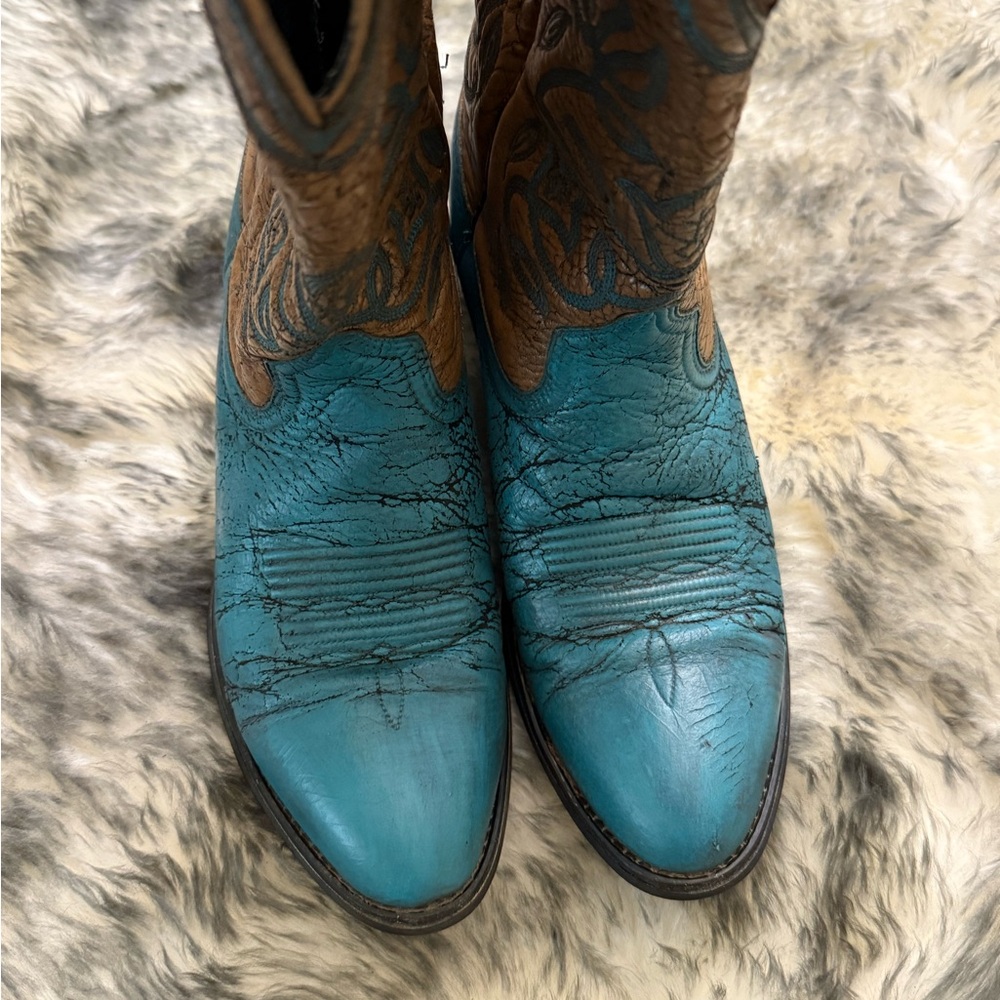 Turquoise and Brown Western Cowgirl Boots